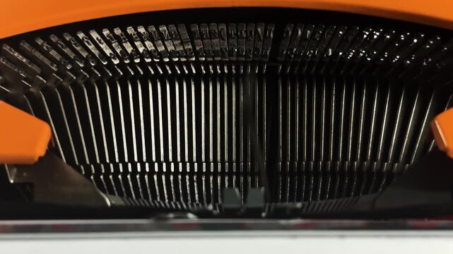 Retro Manual Typewriter Interior - Close-up Detail of Typing Mechanism