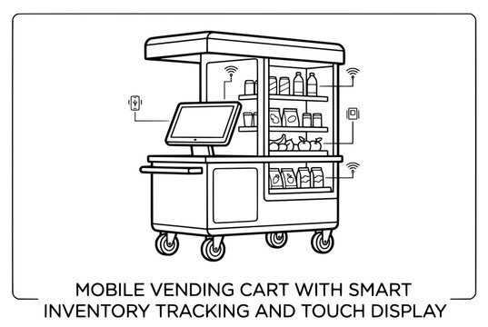 mobile vending cart with smart inventory tracking touch display.