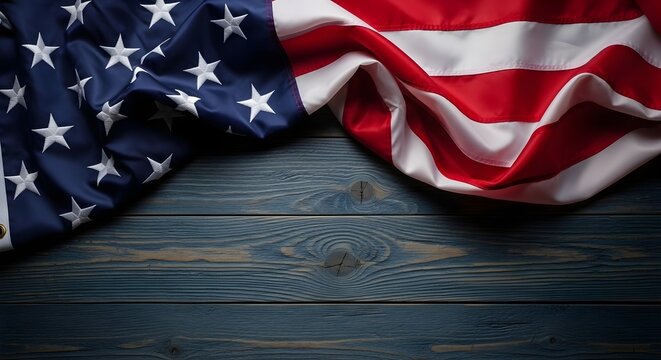 Patriotic american flag display a close up of old glory on a rustic wooden surface