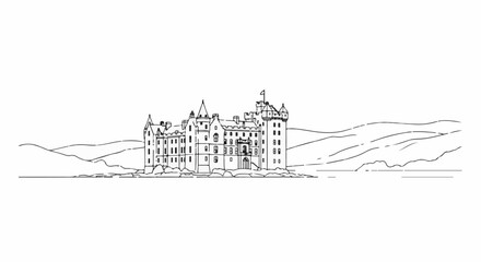 Fototapeta premium Majestic stone structure with numerous windows, perched on rocky terrain