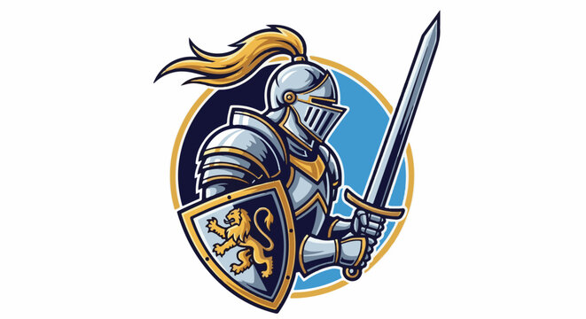 A silver knight in full armor holds a sword and shield