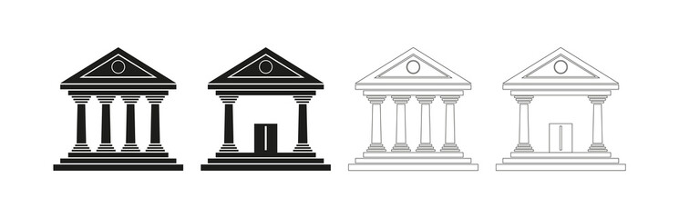 Obraz premium bank building icon on white. museum glyph icon. Suitable for website design, app, template. Modern flat icon of bank. bank building major building finance money vector icon.