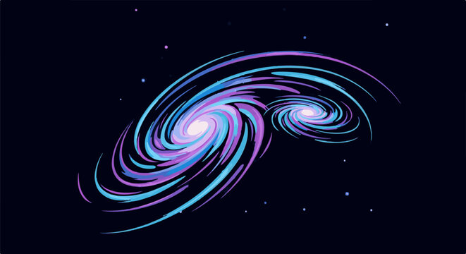 Swirling cosmic entities in a dark void, accented with starlike specks