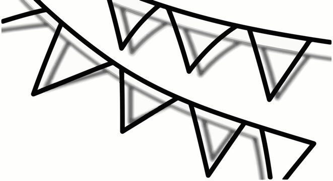Decorative triangular flags strung along two parallel lines with soft gray shading