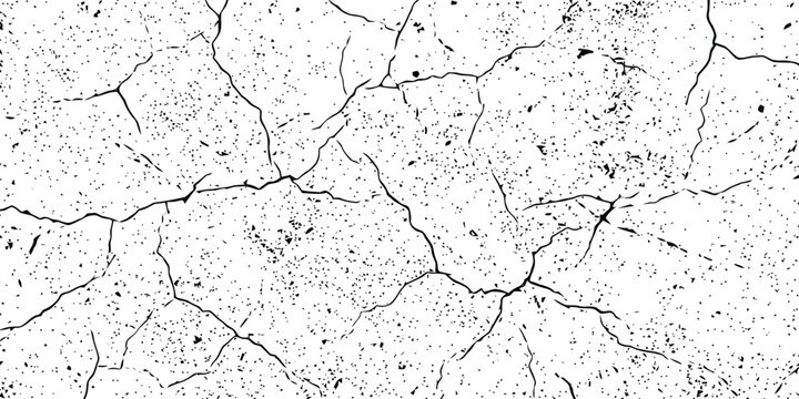 Intricate crack pattern grunge texture black and white abstract background reminiscent of aged concrete