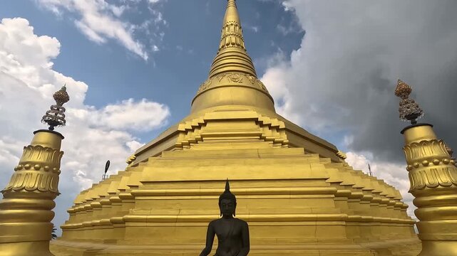 Siam Stupa at Nelligala International Buddhist Centre &ndash; Golden Buddhist Temple with Scenic Mountain View