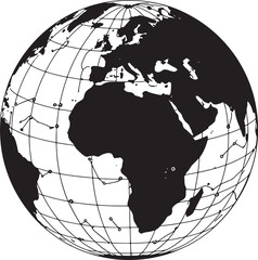 Globe with continents and grid lines, representing global connectivity and international travel. Vector Illustration © MstSahida