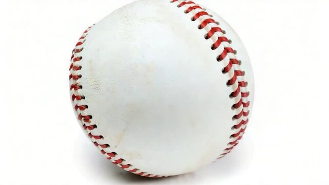 A single white baseball with red stitching on a plain white background
