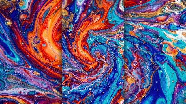 Colorful Abstract Fluid Art Background Vibrant Acrylic Pour Texture Modern Artistic Design