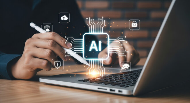 Artificial intelligence technology ai digital innovation image generation chatbot business dashboard data analysis marketing innovation network assistance automation system software machine learning