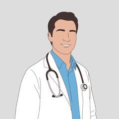 Fototapeta premium Smiling doctor in white coat with stethoscope.