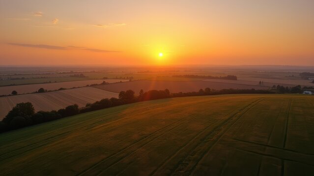 sunset over belgian farmlands in flemish ardennes east flanders scenic landscape