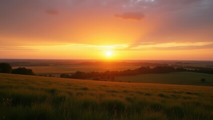 Fototapeta premium sunset over belgian farmlands in flemish ardennes east flanders scenic landscape