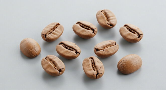 Roasted Coffee Beans on Gray Background