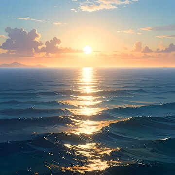 Ocean Waves at Sunset