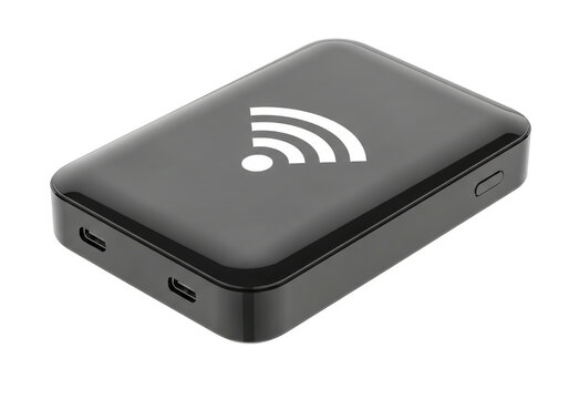 Compact wireless charging power bank with usb port and signal icon on top