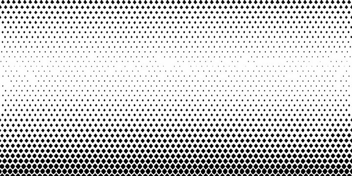 A halftone pattern transitions from dense black to white creating a gradient