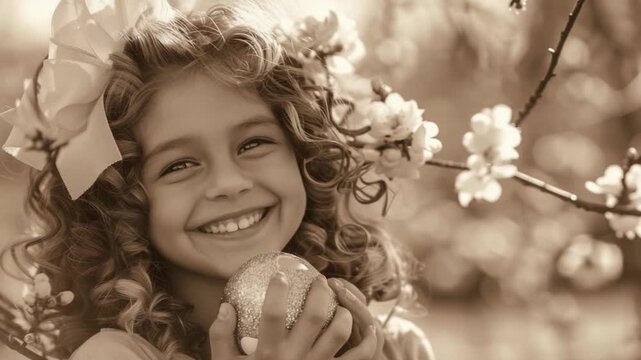 A young girl holding a delicious-looking donut in her hands, perfect for food or kid-related ry