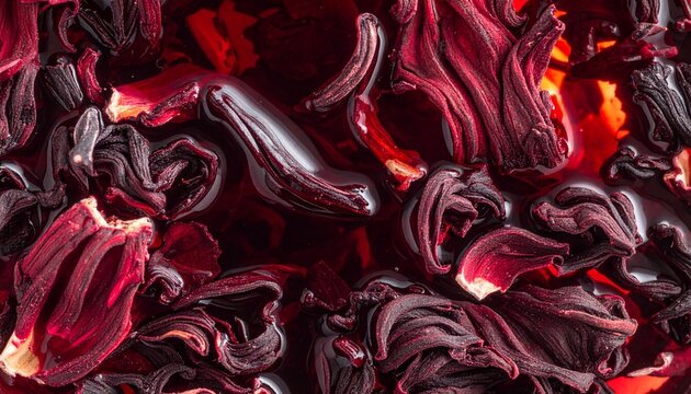 Hibiscus tea macro liquid texture detail, no people