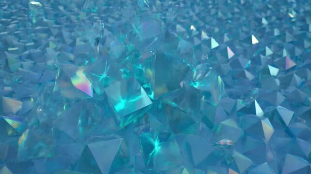 A close-up view of numerous sparkling blue diamonds fills the entire scene.