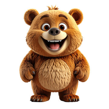 Ours en peluche souriant, personnage en 3 d