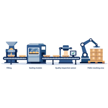 Factory Production Line With Filling Machine With Sealing Module