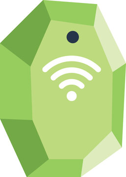 Green bluetooth low energy beacon broadcasting a wireless signal for proximity sensing