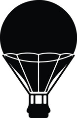 Fototapeta premium Silhouette hot air balloon with basket traveling on white background vector design