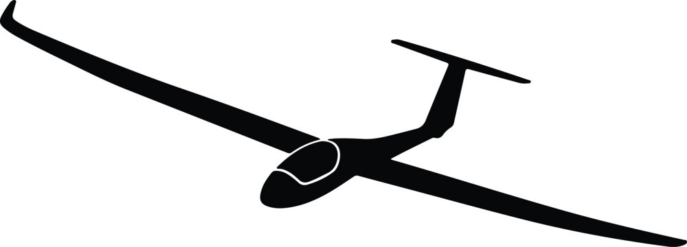 Silhouette of a glider soaring high in the sky vector design