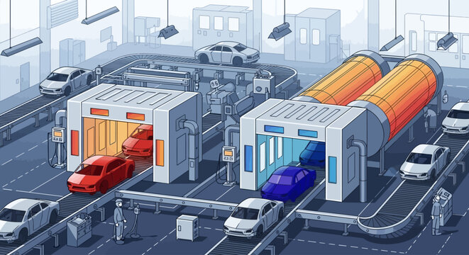 Electric car charging station infrastructure.
