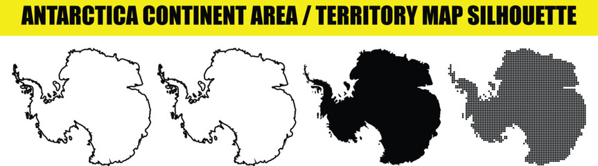Antarctica continent area territory map silhouette set for graphic design vector illustration. © Md Asif Shahnaoaz