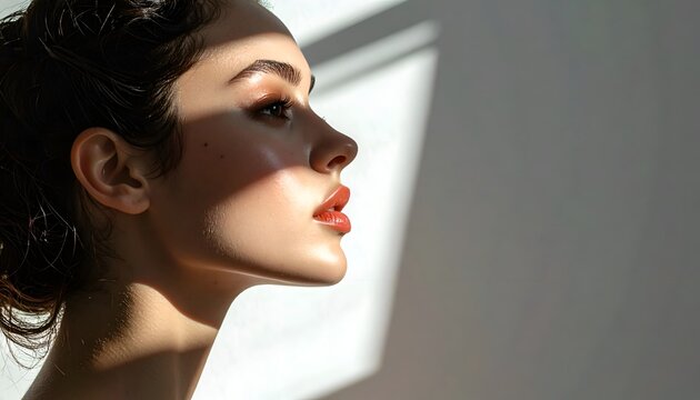 Profile portrait of woman in sun