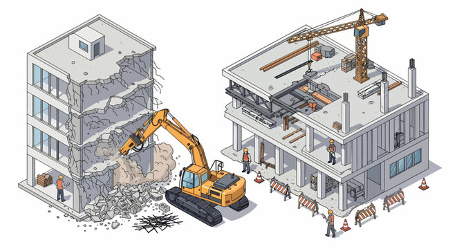 Construction and Demolition - Building Transformation in Progress.