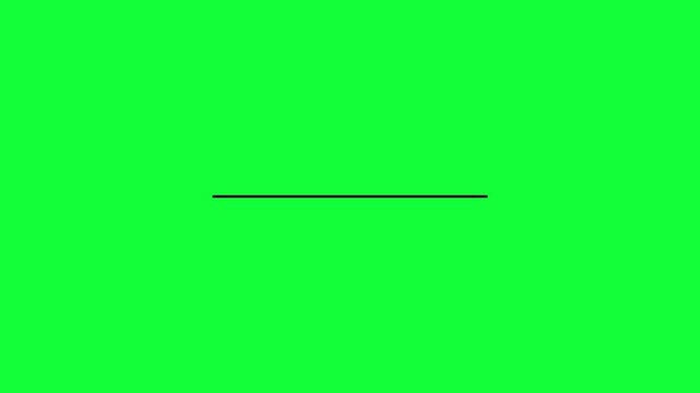 A straight line is drawn with the mouse pointer on a green background. Pencil drawing a straight line animation. Mouse pointer underline highlight line animation with alpha channel