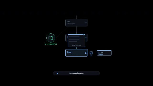 Flowchart diagram visually depicting processes and decision nodes on dark background. Ideal for business presentations, workflow explanations, and educational materials.