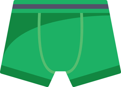 Minimalist illustration of green mens boxer briefs with a dark waistband on a white background