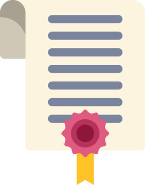 Formal certificate illustration featuring a red seal and yellow ribbon symbolizing authenticity