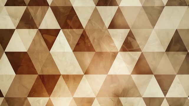 Video A stylized design featuring interconnected triangles on a brown and white background