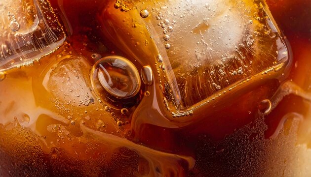 Iced coffee macro ice texture, no people