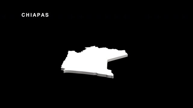 Chiapas mexico state map rotating in 3d animation