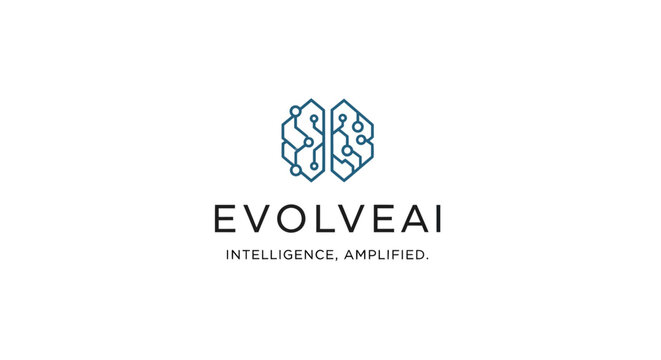 Evolve AI logo with brain design.