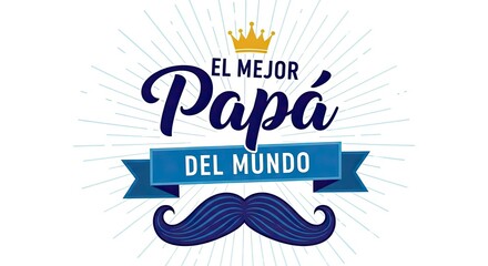 Obraz premium Father's day card 'the best dad in the world' with mustache crown design