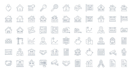 Obraz premium Real estate icons and symbols collection