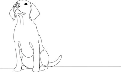 Fototapeta premium Minimalist Continuous One Line Drawing of a Sitting Dog Silhouette Vector Art EPS Illustration