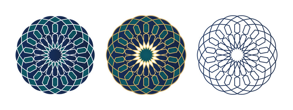 Moroccan Islamic Geometric Rosette Mandala Pattern Collection