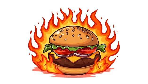 Burger on fire