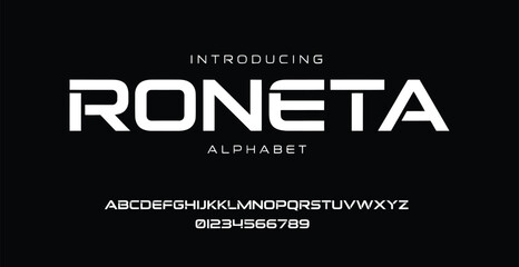 Fototapeta premium A sleek and modern alphabet font introduction with white text on a black background