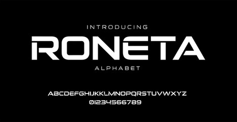 Fototapeta premium A sleek and modern alphabet font introduction with white text on a black background