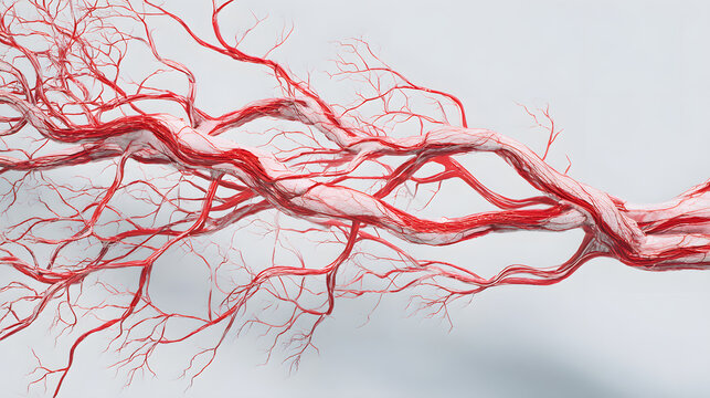 Constricted blood vessels under stress medical circulation concept