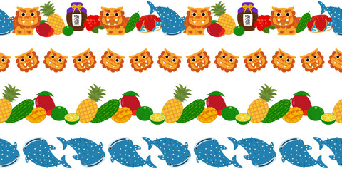 Naklejka premium 沖縄イメージイラストのシームレスなライン。（Okinawa image illustration seamless line.） 